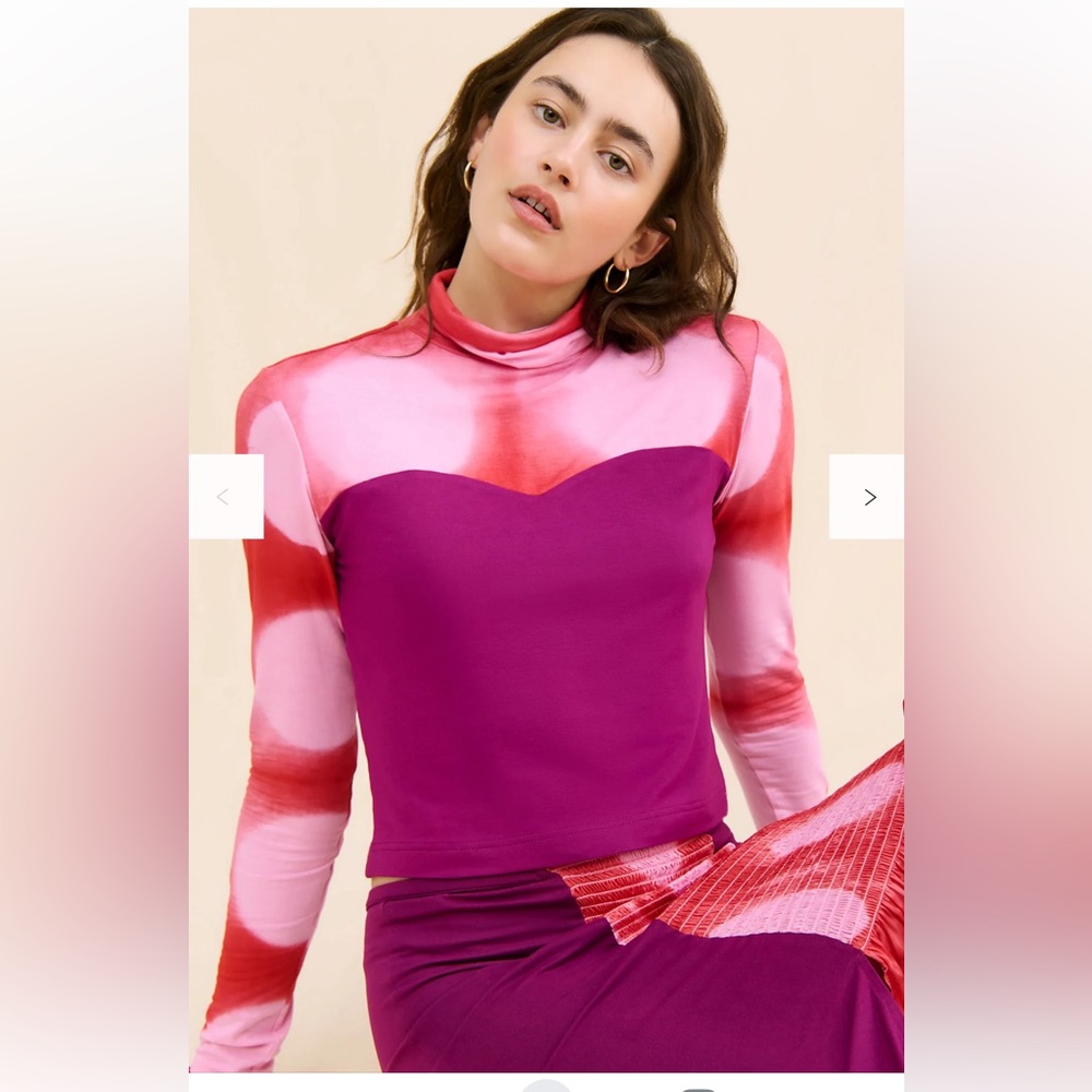 Free People Abacaxi Lucia Sweetheart Colorblock Turtleneck Size XL New